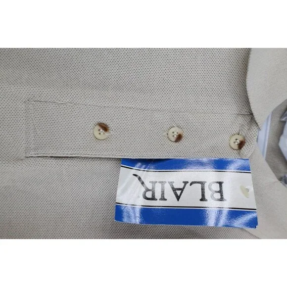 Deadstock Vintage 90s Streetwear Womens Size Large Blank Golf Polo Shirt Beige - Picture 4 of 11